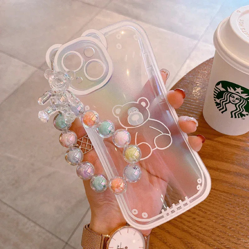 Floral Bear iPhone Case with Charm - Viexta