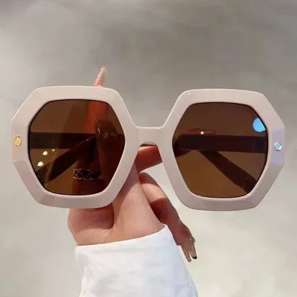 Irregular Personality Hexagonal Rivet Sunglasses - Viexta