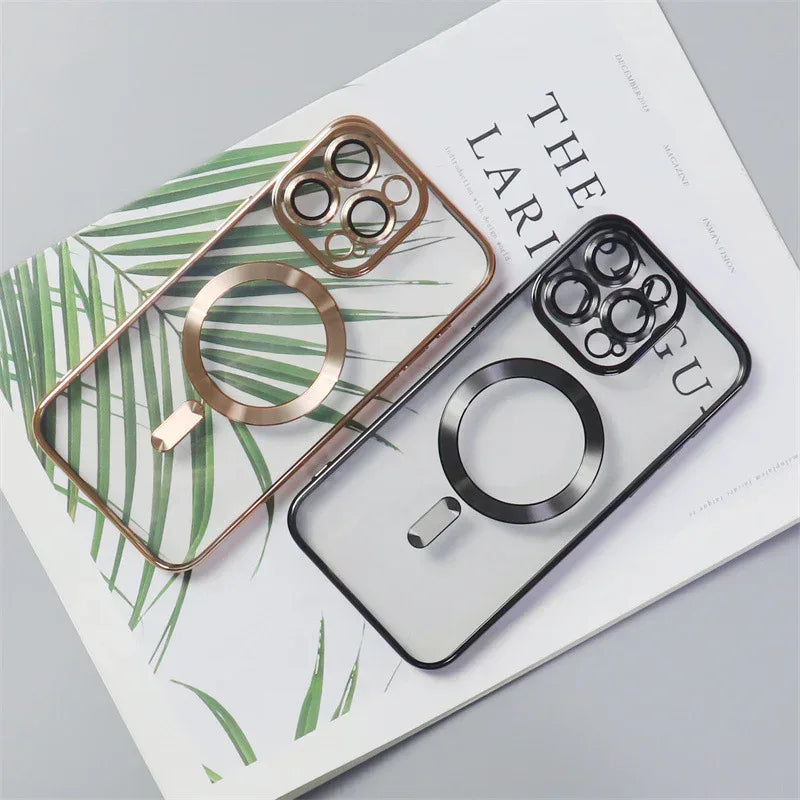 Electroplating CD Pattern Magnetic Suction Lens Protector iPhone case - Viexta