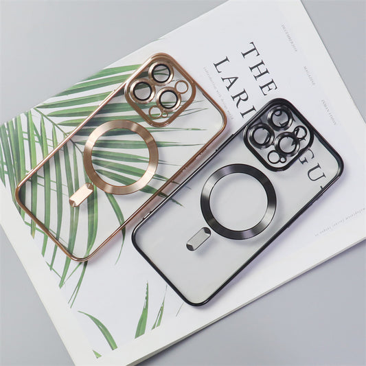 Electroplating CD Pattern Magnetic Suction Lens Protector iPhone case