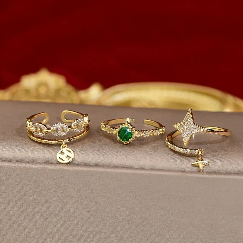 Premium Zircon Star Emerald Ring - Viexta
