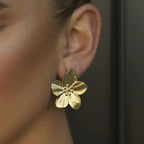 matte-retro-gold-stainless-steel-flower-stud-earrings - Viexta