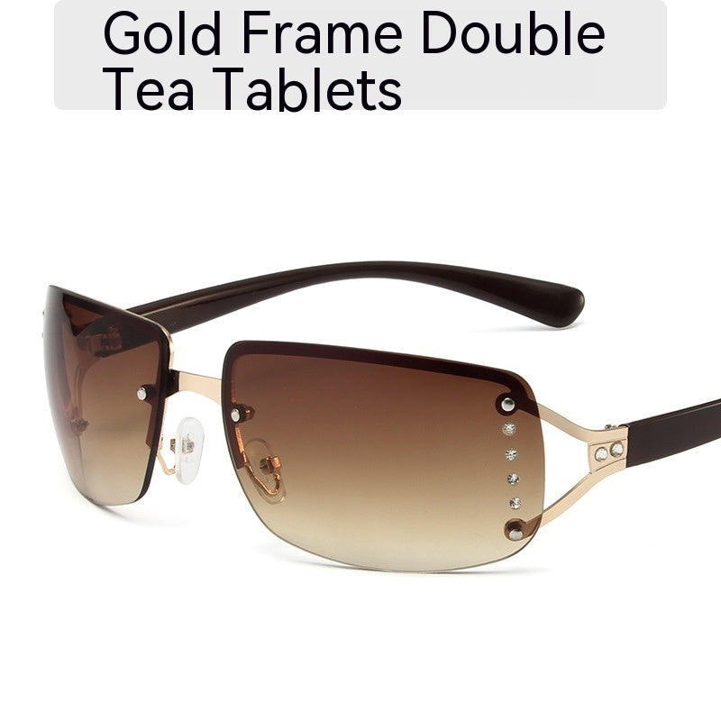 UV-proof Large Frame Diamond Sunglasses