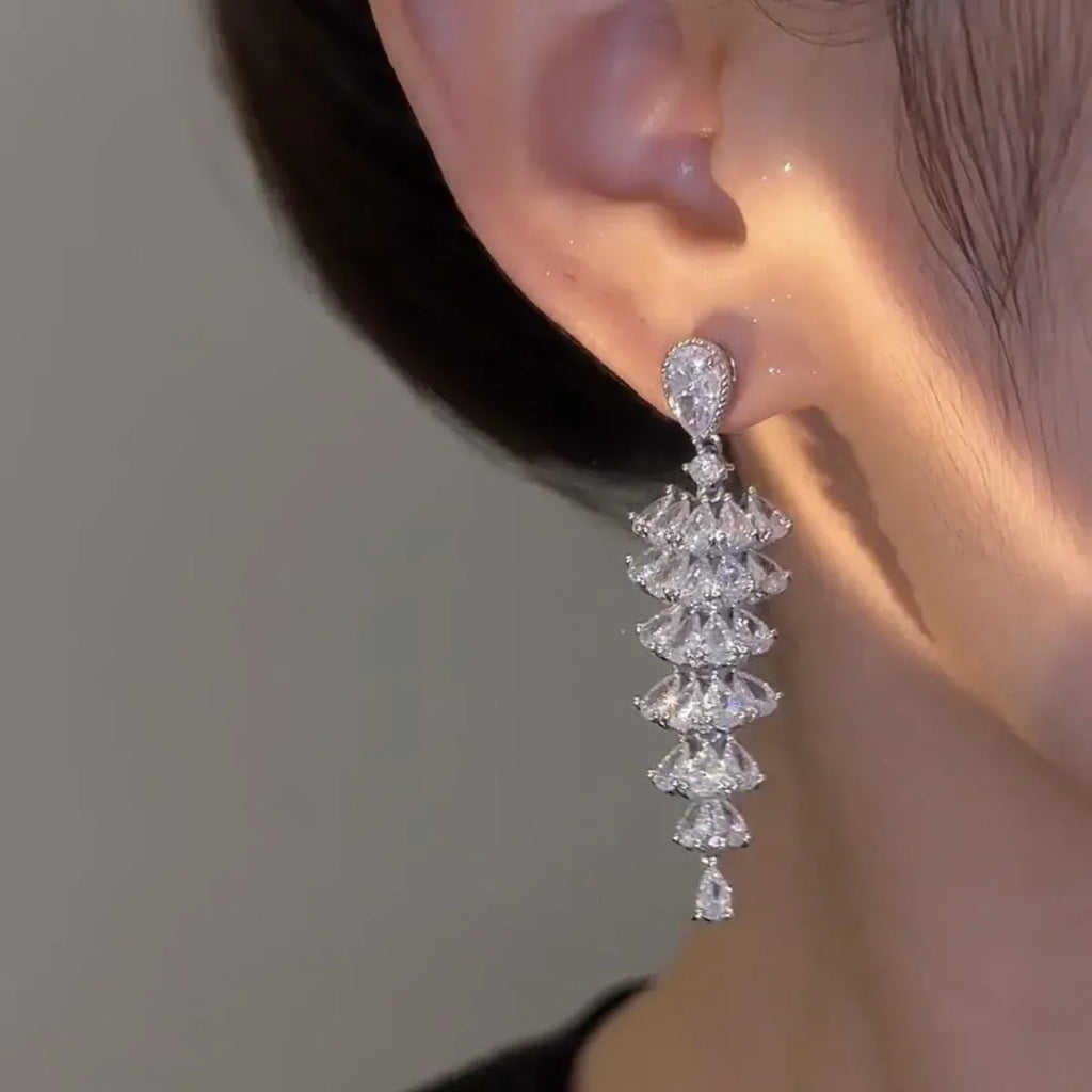 Sparkling Zircon Tree Drop Earrings - Viexta