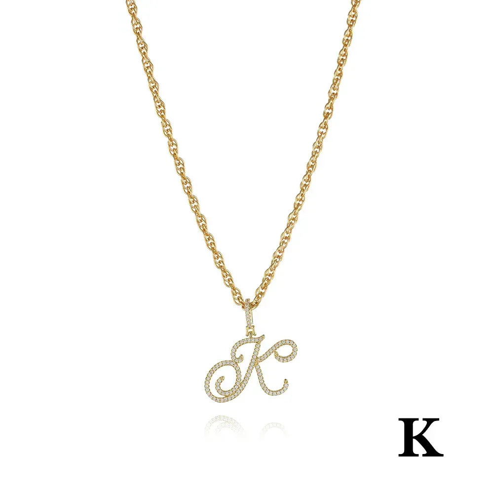 26 Letter Zircon 18k Gold Necklace - Viexta