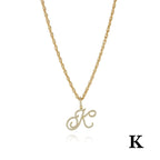 26 Letter Zircon 18k Gold Necklace