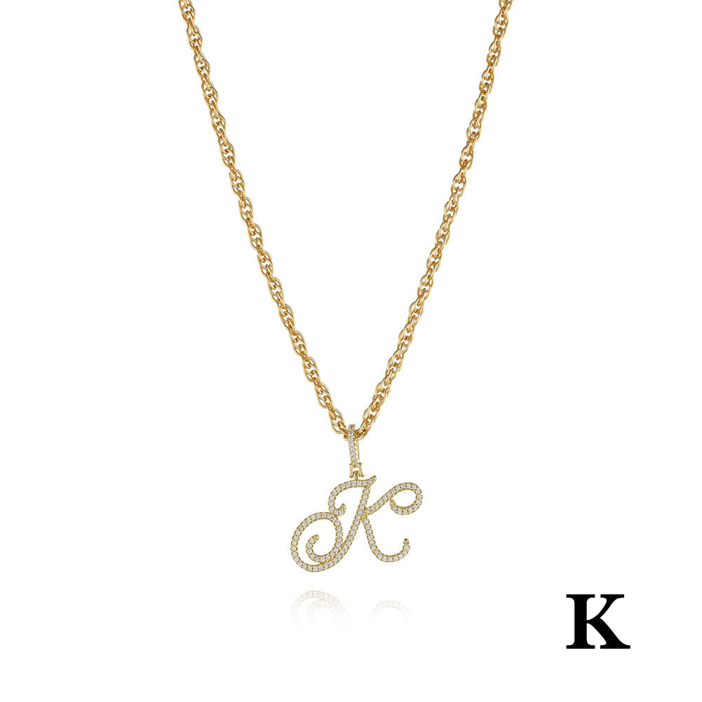 26 Letter Zircon 18k Gold Necklace