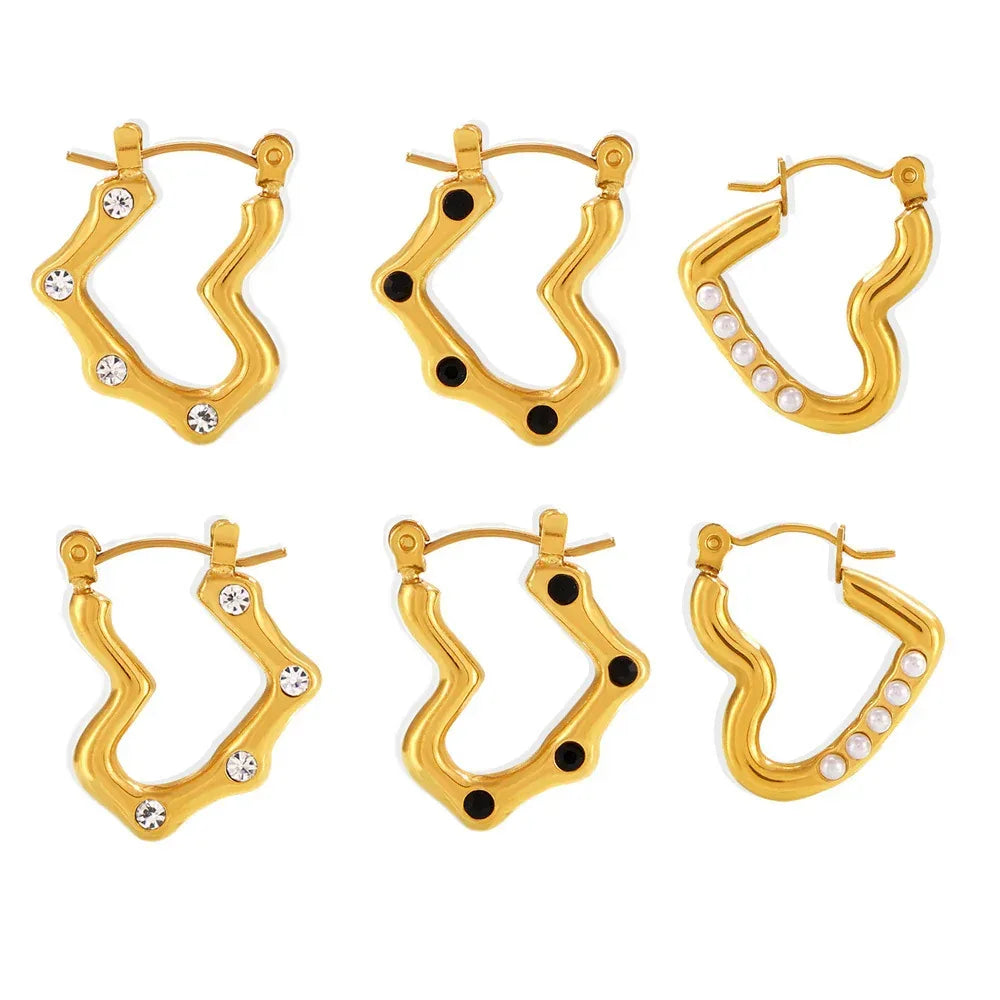 Heart-shaped Stainless Steel 18K Gold-plated Light Luxury Earrings - Viexta