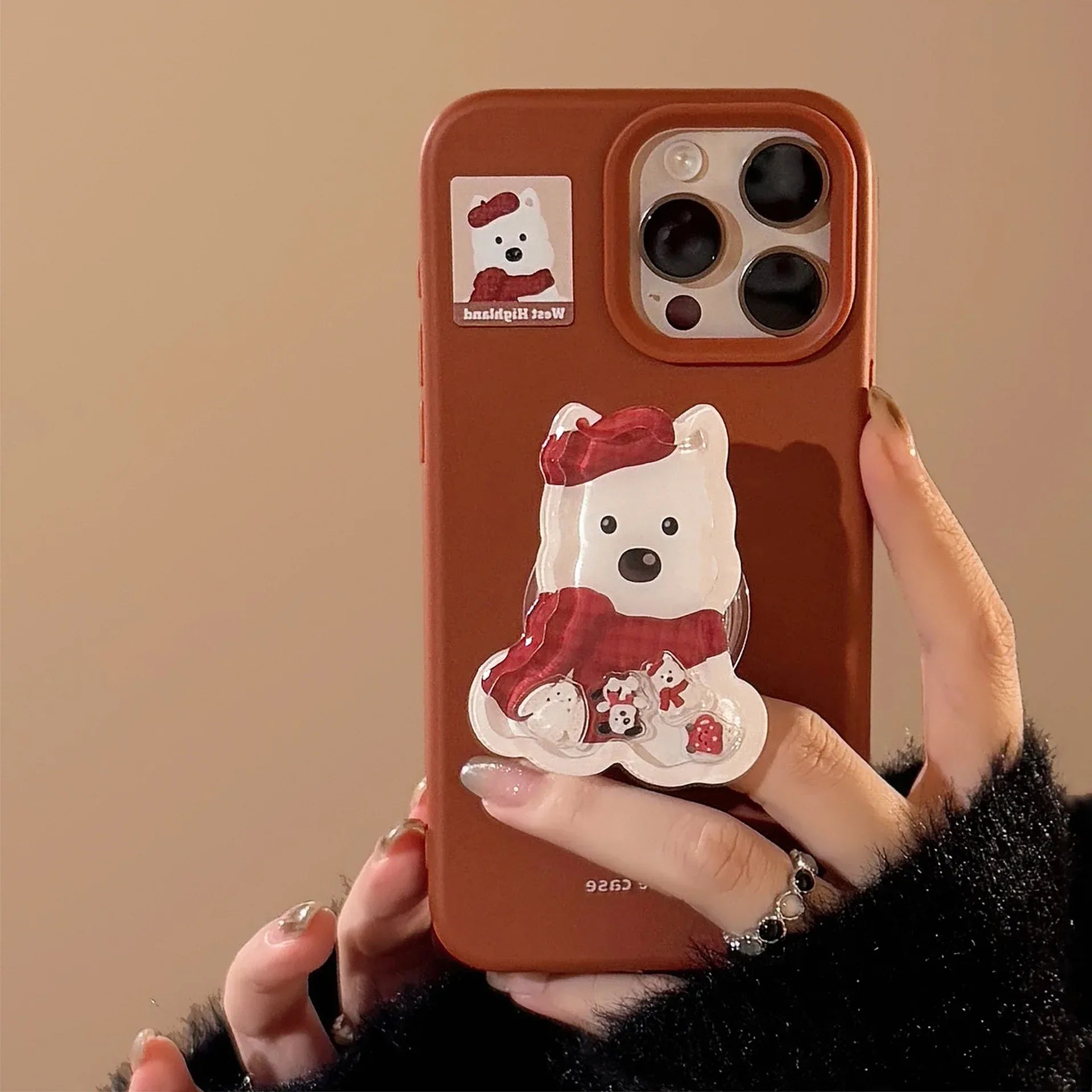 Cartoon Animal Shaker Stand iPhone Case In Silicone - Viexta