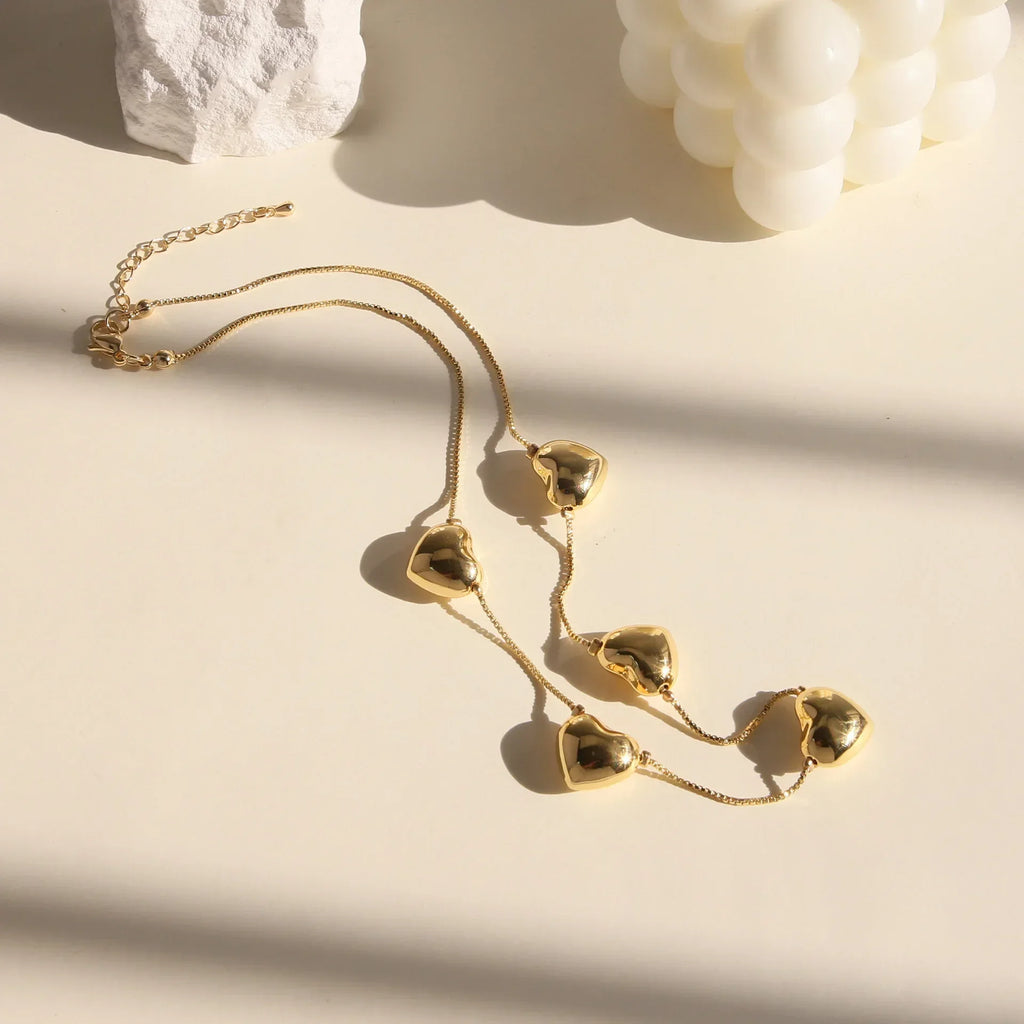 Brass 18K Multiple Heart-shaped Necklace - Viexta