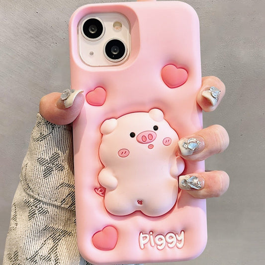 Expansion Pinch Pig Soft Silicone Cover iPhone Case