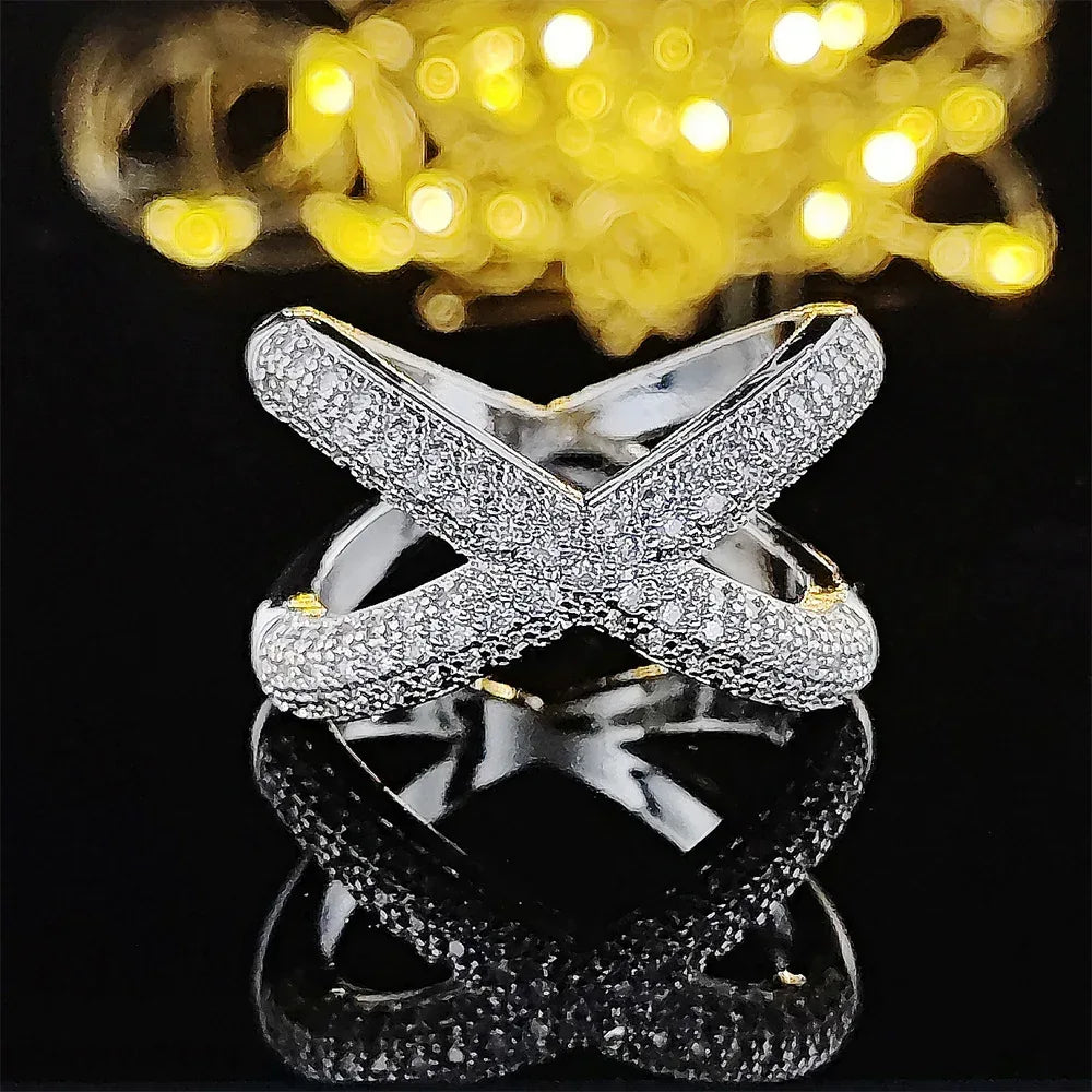 Geometric Full Diamond Luxury Women's Ring - Viexta