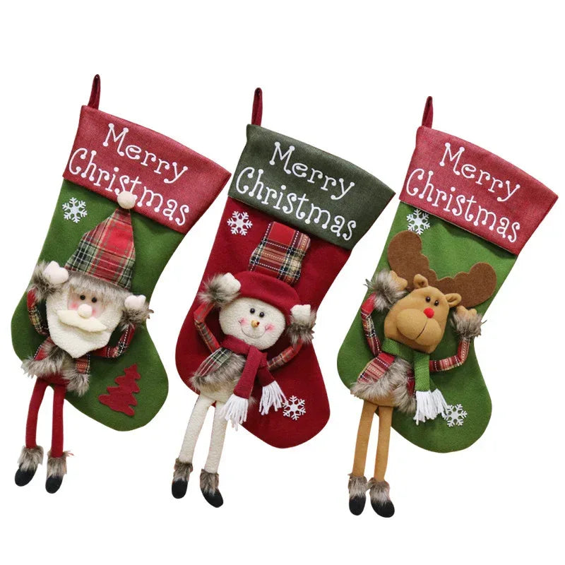 New Year Xmas Big Stockings Set Decorations - Viexta