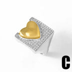 Two-tone 18K Gold Heart-shaped Open Ring - Viexta