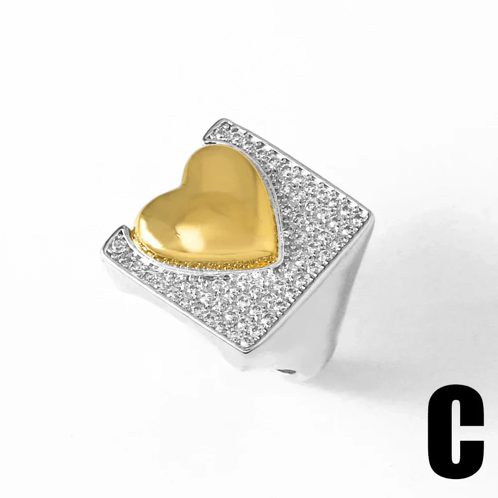 Two-tone 18K Gold Heart-shaped Open Ring - Viexta