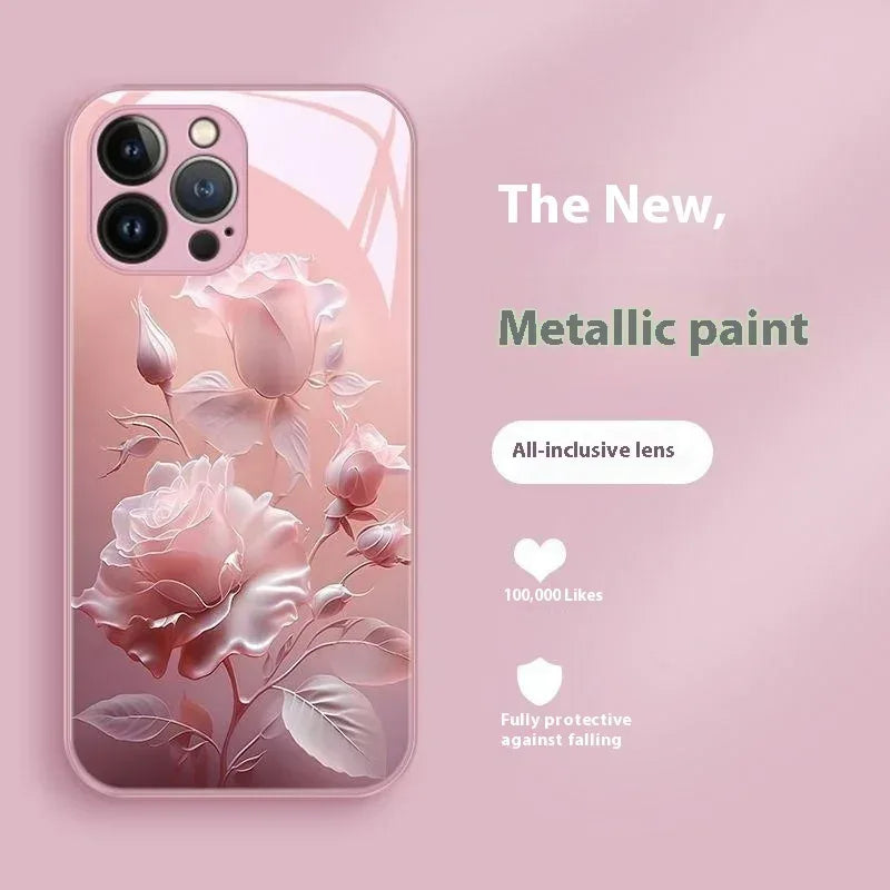 blooming-rose-glass-painted-iphone-case - Viexta
