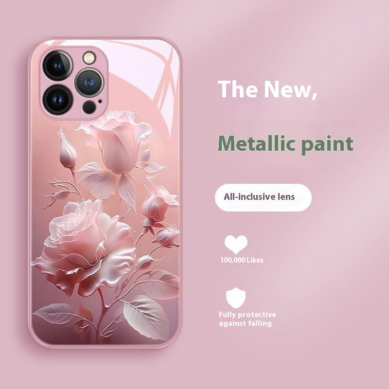 Blooming Rose Glass Painted iPhone Case