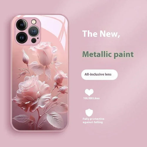 blooming-rose-glass-painted-iphone-case - Viexta