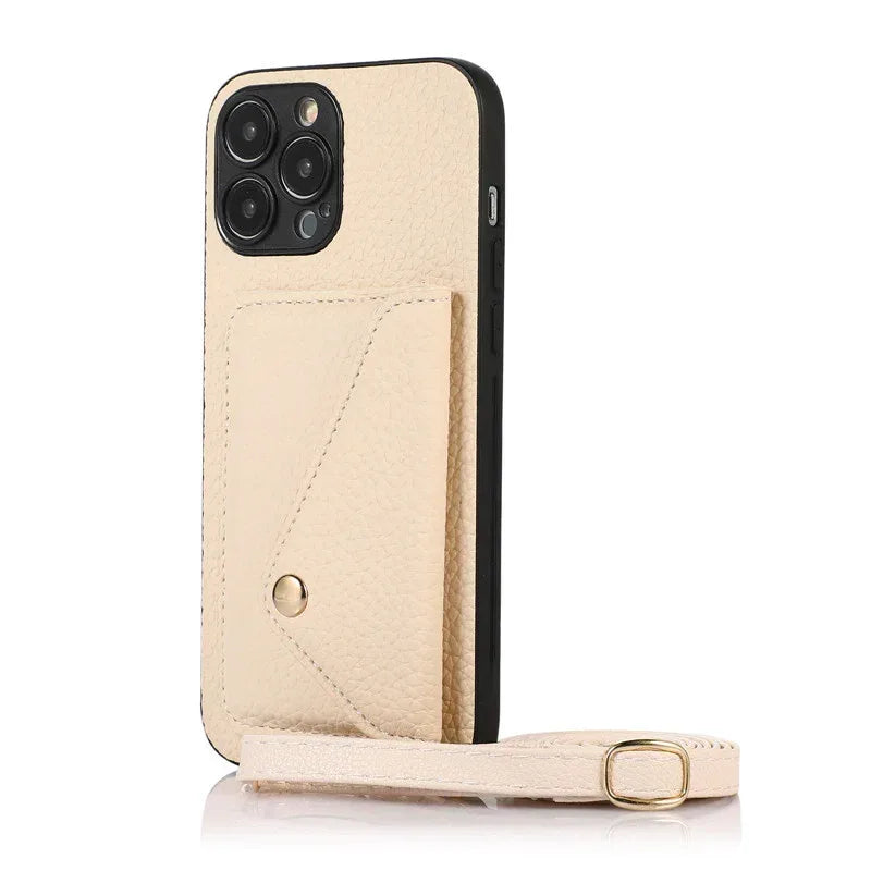 Solid Color Litchi Coin Purse iPhone Case - Viexta