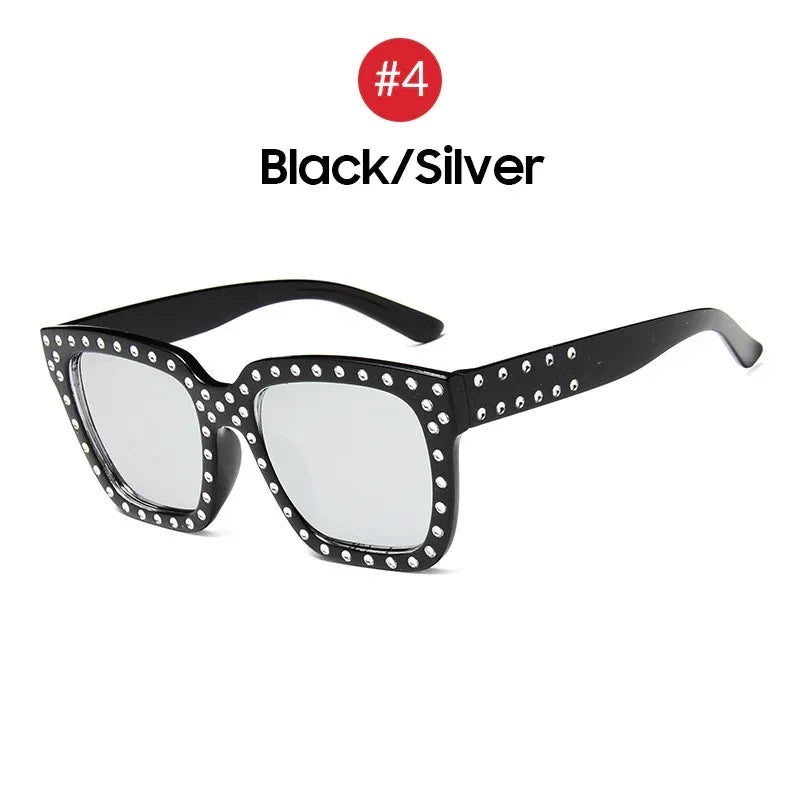 American Trendy Large Frame Rhinestone Sunglasses - Viexta