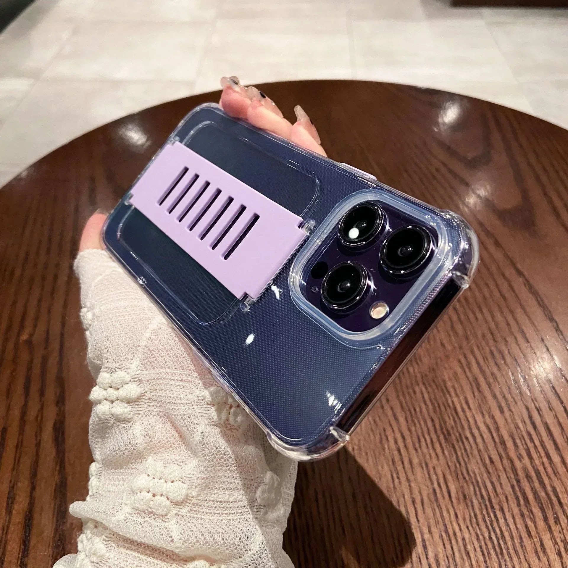 Transparent Case Wrist Strap Bracket Non-slip iPhone Case - Viexta
