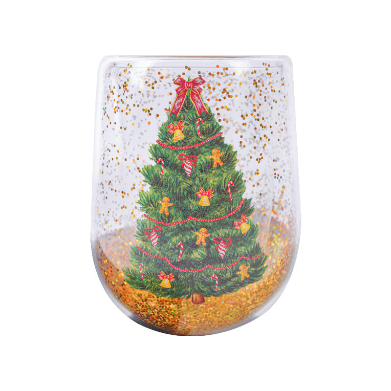 Creative Christmas Style Double Layer Glass Cup Kitchen Gadgets