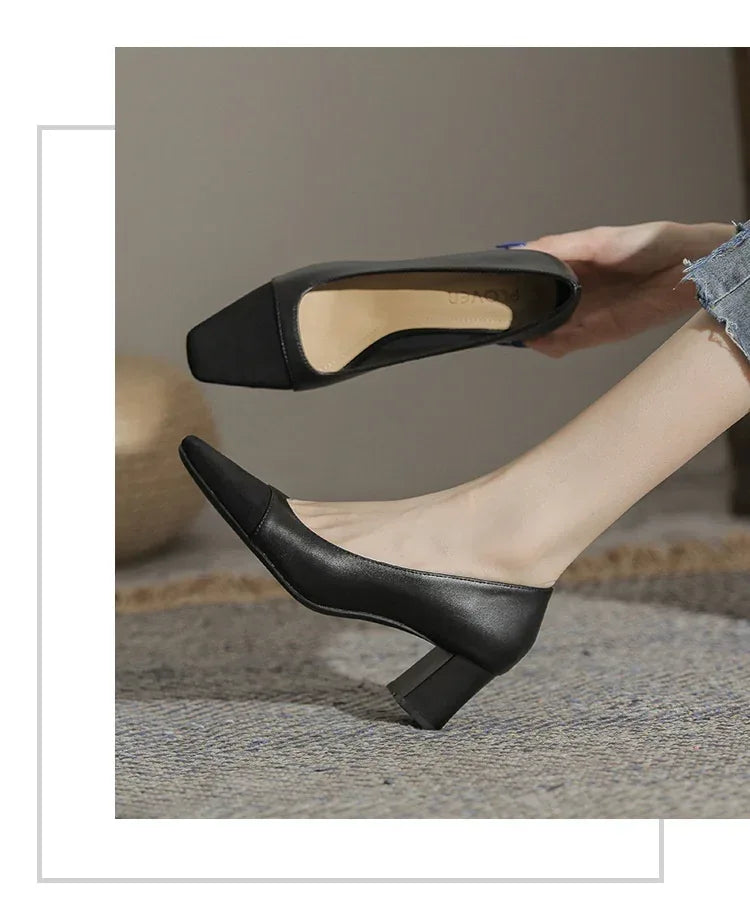 Classic Low-cut Mid Heel High Heels - Viexta