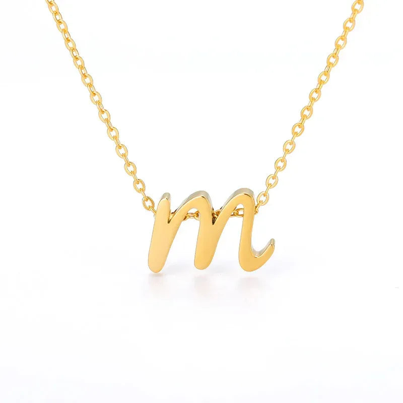 Small Letter Hollow Stainless Necklace - Viexta