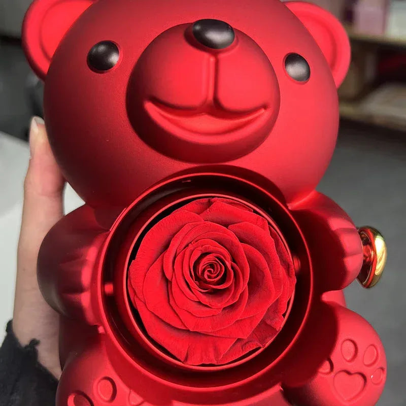 rotating-bear-gift-box-rose-jewelry-box - Viexta
