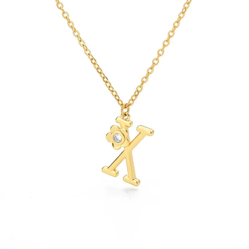 Rose English Alphabet Pendant Necklace - Viexta