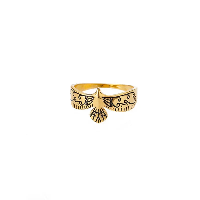 inlaid-zircon-blackened-eagle-ring - Viexta