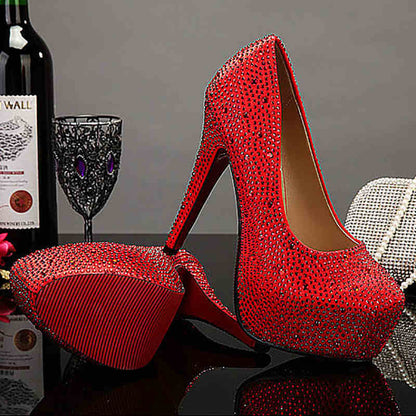 Plus Size Crystal Super High Heels