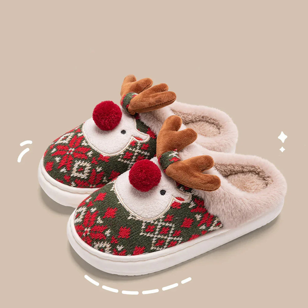 Christmas Elk Plush Slippers - Viexta