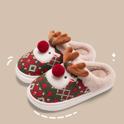 Christmas Elk Plush Slippers