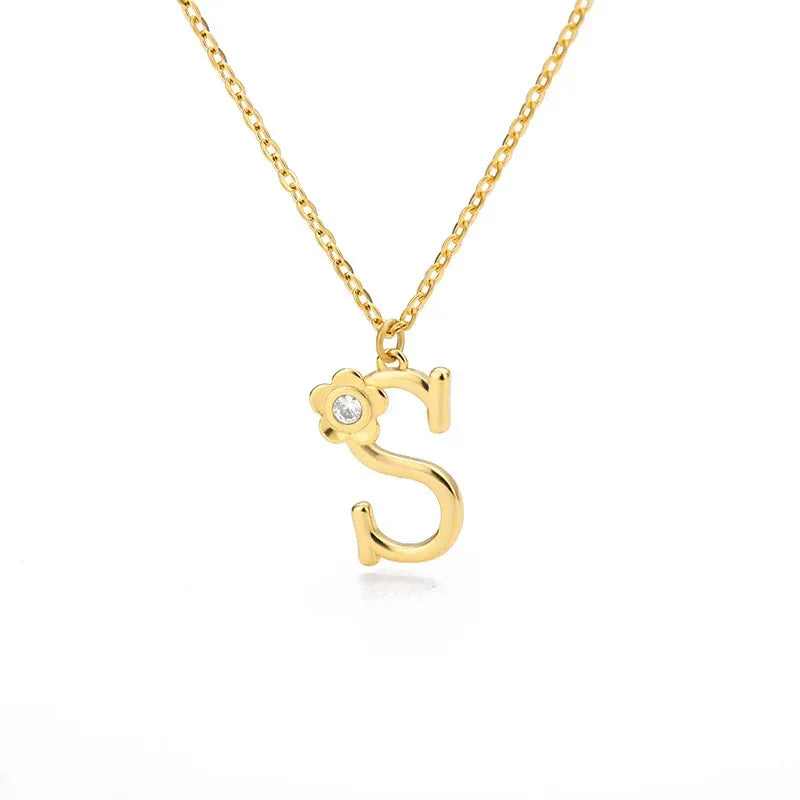 Rose English Alphabet Pendant Necklace - Viexta