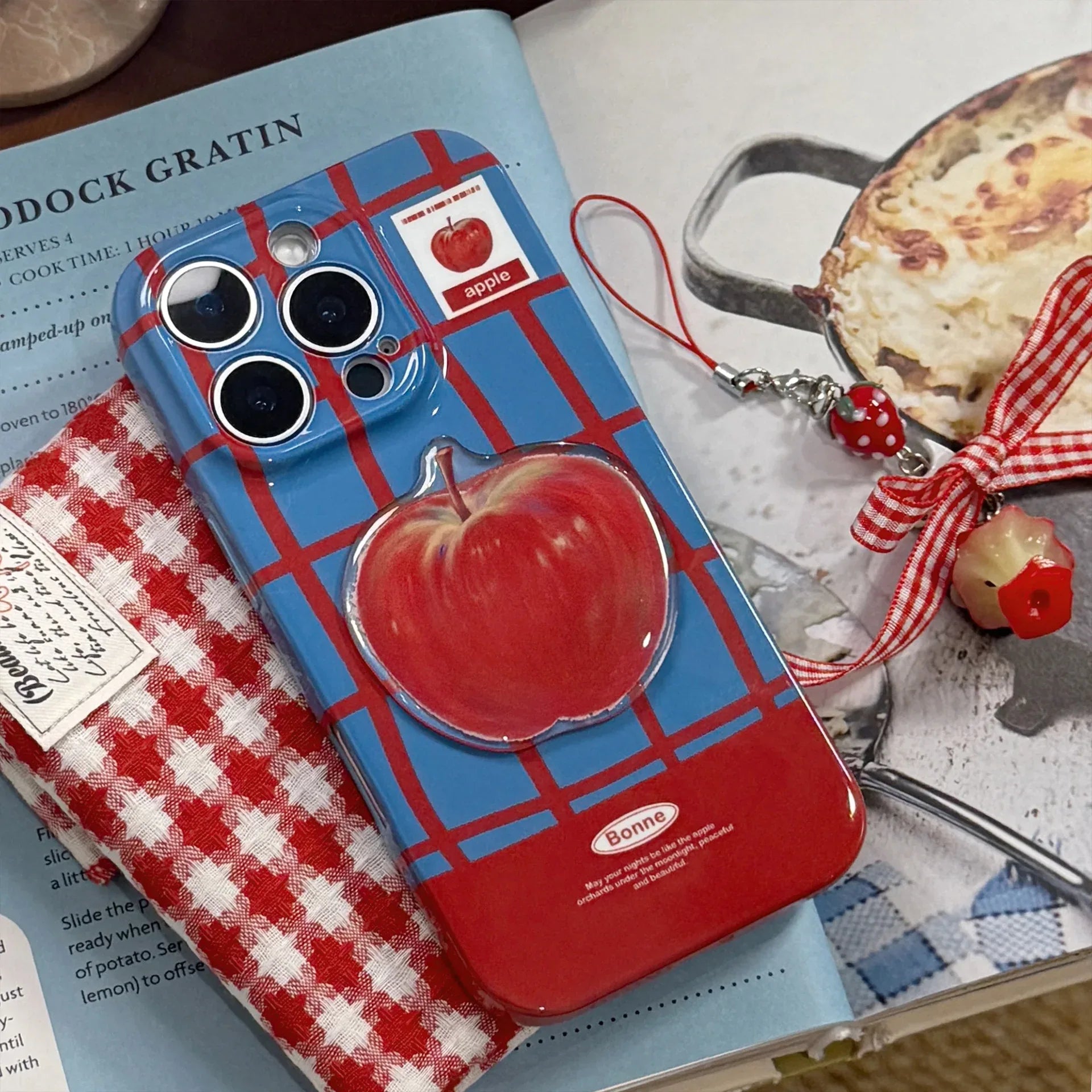 Color-blocking Checkered 3D Full-coverage Pendant iPhone Case - Viexta