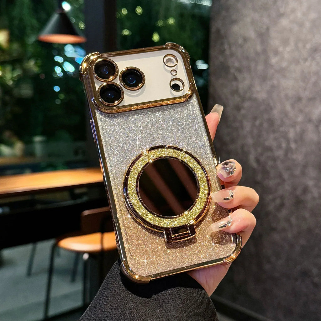 Glitter Mirror Magnetic Bracket iPhone Case - Viexta