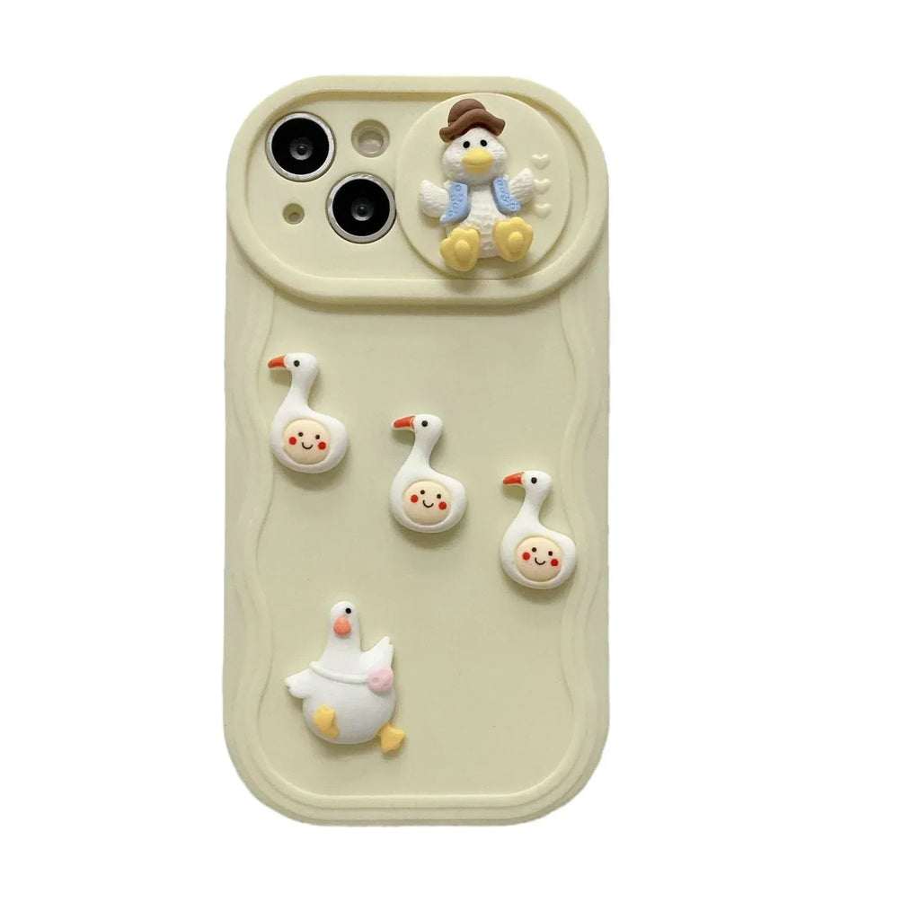 sliding-window-cartoon-three-dimensional-duck-iphone-cover - Viexta