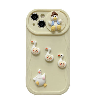 Sliding Window Cartoon Three-dimensional Duck iPhone Cover