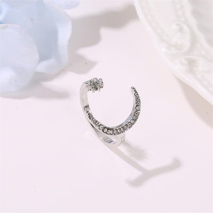 Moon And Star Rhinestone Rings