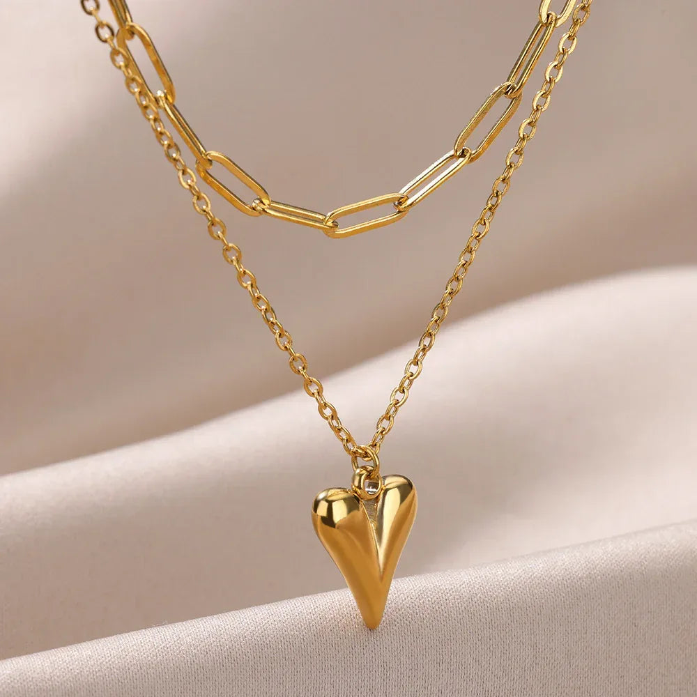 Golden Love Double-layer Necklace - Viexta
