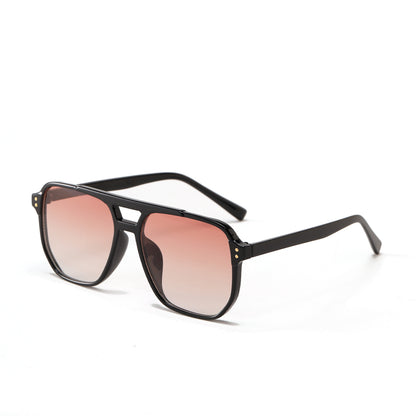 Square Double Beam Fashion Black Sunglasses