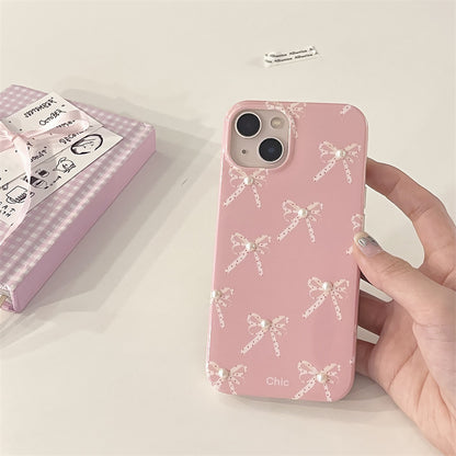 Girl Pearl Bow Stereo iPhone Case