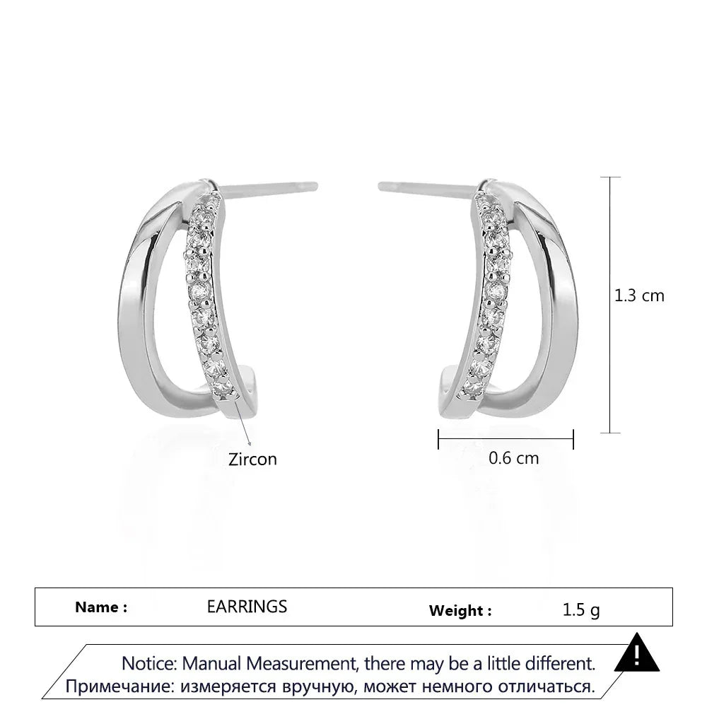 Hexagon Zircon-embedded Earrings - Viexta