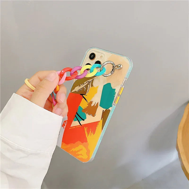 color-wrist-chain-silicone-iphone-case - Viexta
