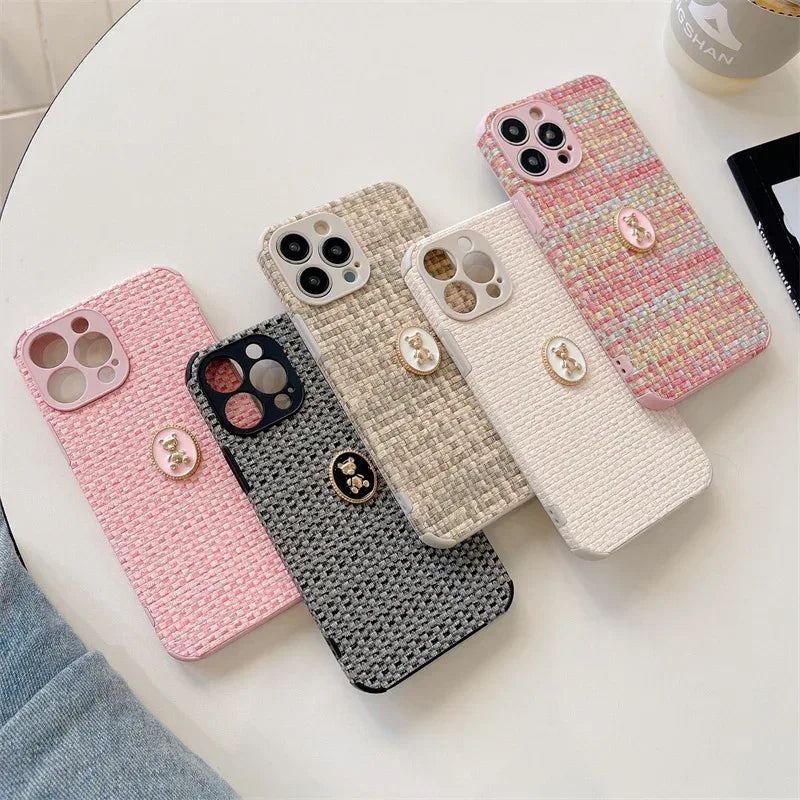 Woven High-grade Bear Flannelette iPhone Case - Viexta