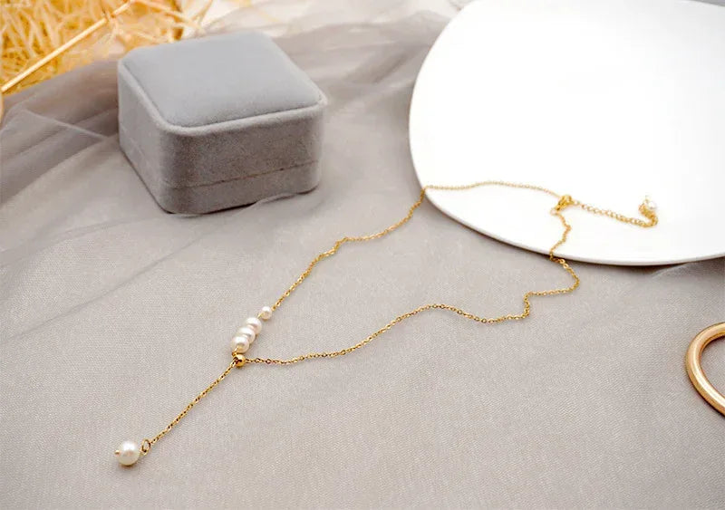 Fresh Water Pearl Grace Clavicle Chain - Viexta
