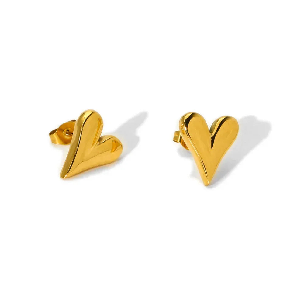 Titanium Steel Heart Studs - Viexta