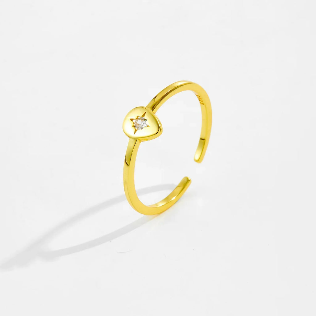 S925 Sterling Silver Eight Awn Star Micro Zircon Ring - Viexta