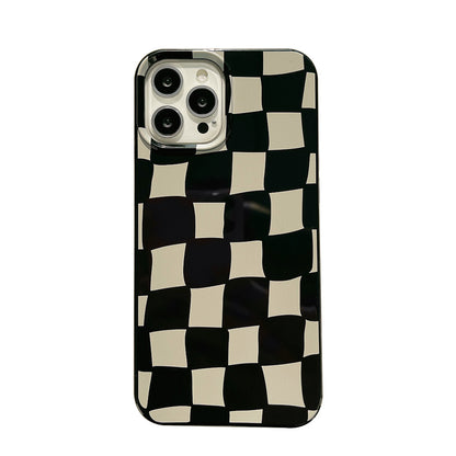 Silicone Thickened Plaid iPhone Case